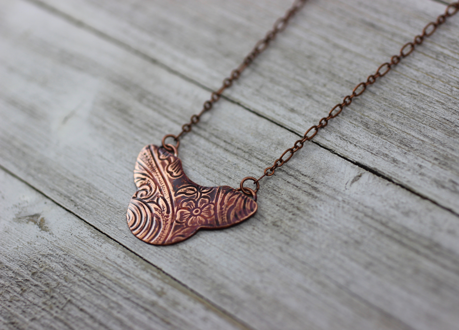 Copper Etching Pendant Necklace B. Hueting Creates